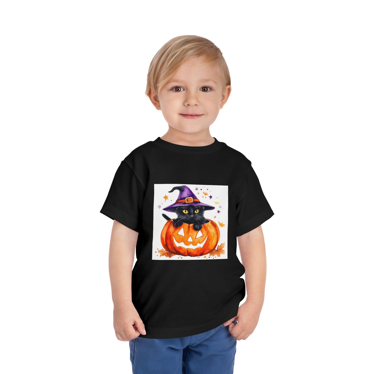 Cute Halloween Cat Toddler Short Sleeve Tee