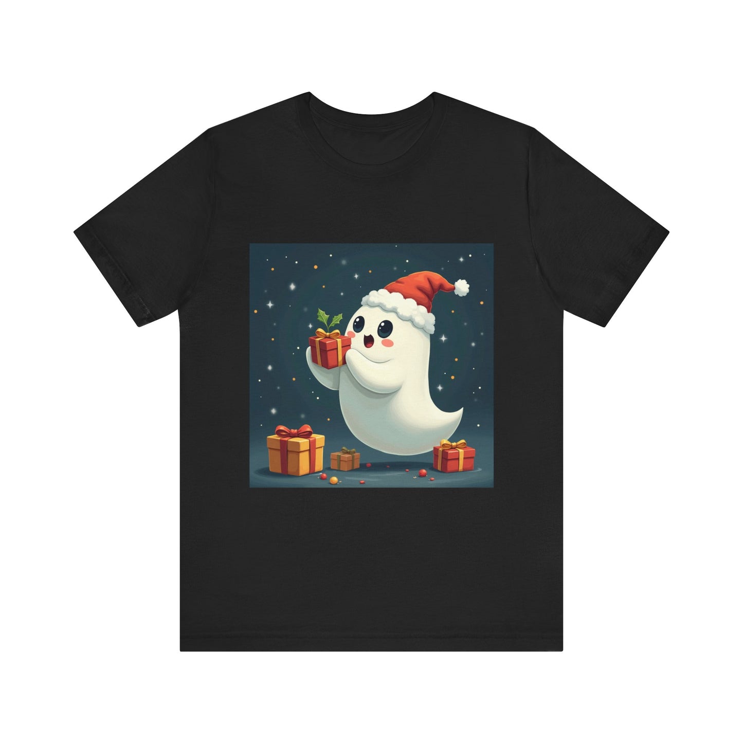 Cute Cartoon Present Ghost Unisex Jersey T-Shirt