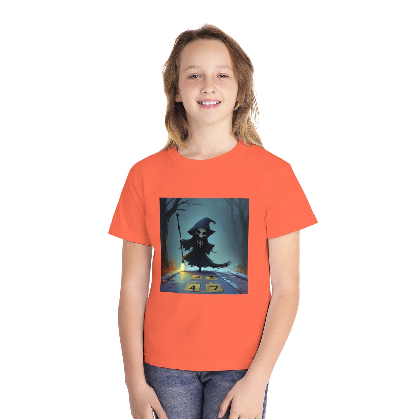 Grim Reaper Playing Hopscotch Youth Midweight Tee