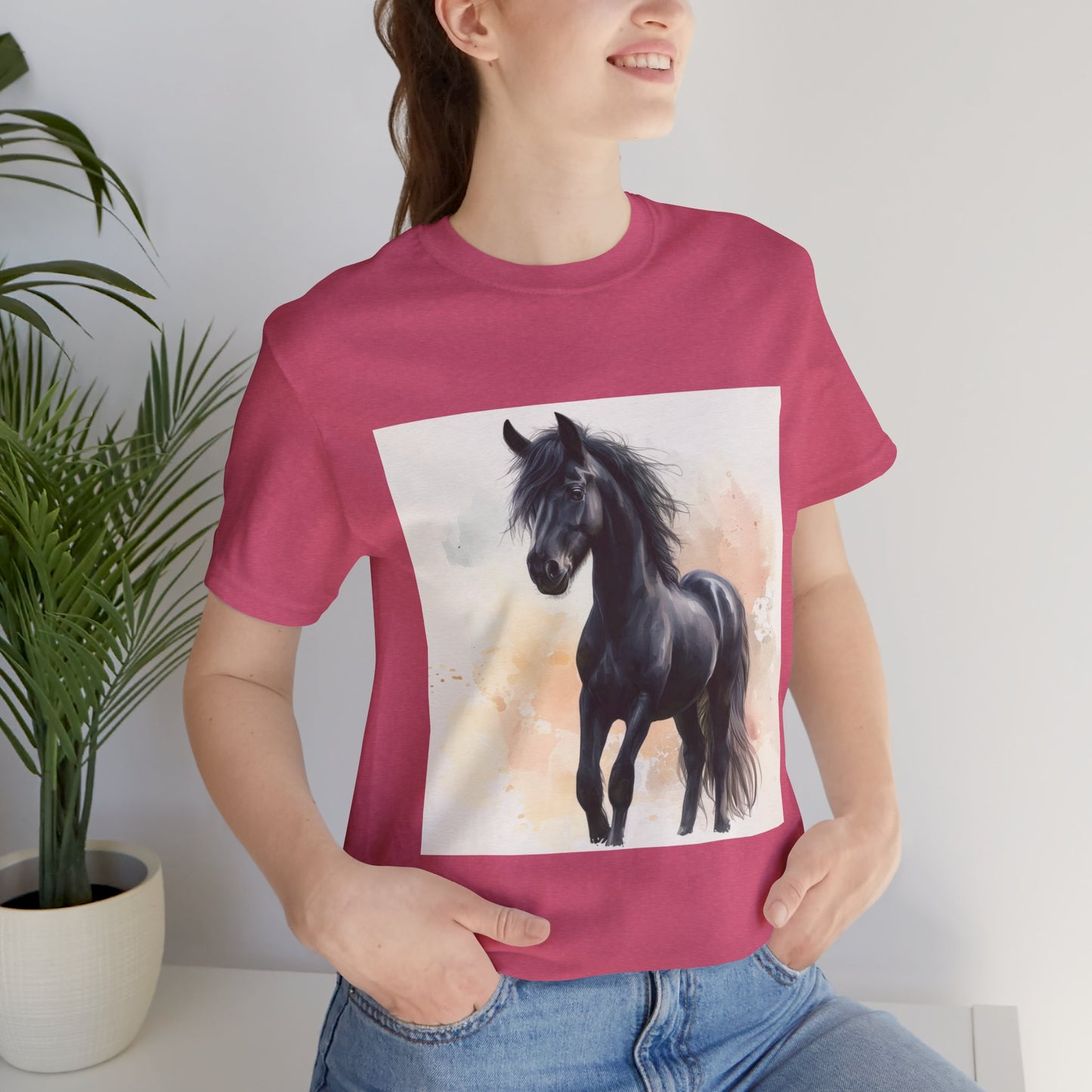 Playful Black Horse Unisex Jersey Short Sleeve Tee