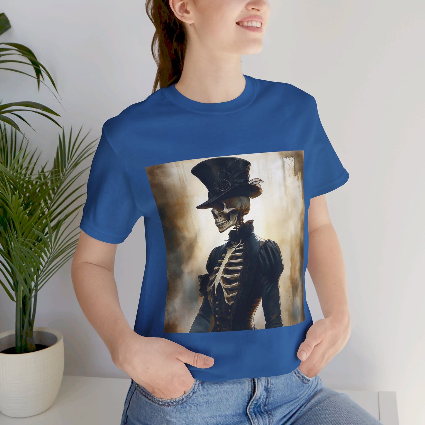 Top Hat Victorian Skeleton Unisex Jersey Short Sleeve Tee