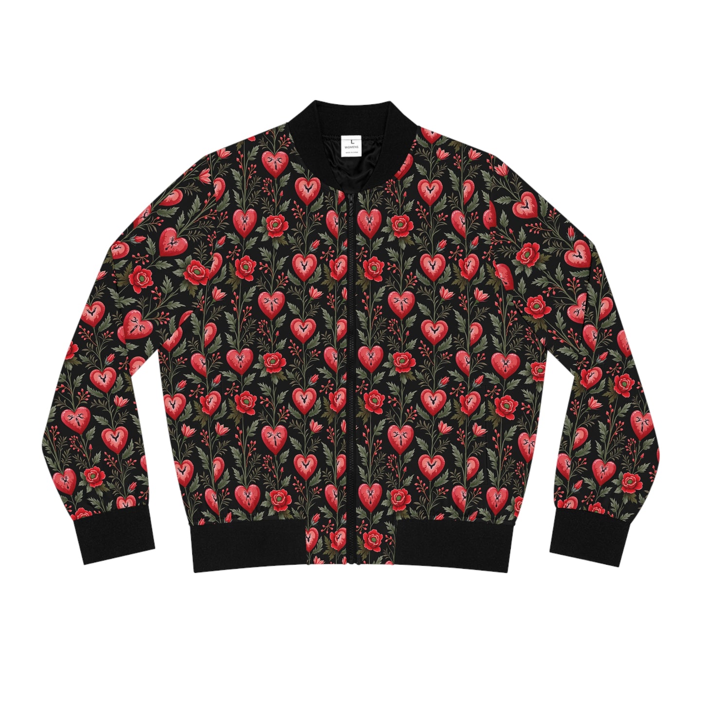 Heart Flowers Women's Bomber Jacket (AOP)