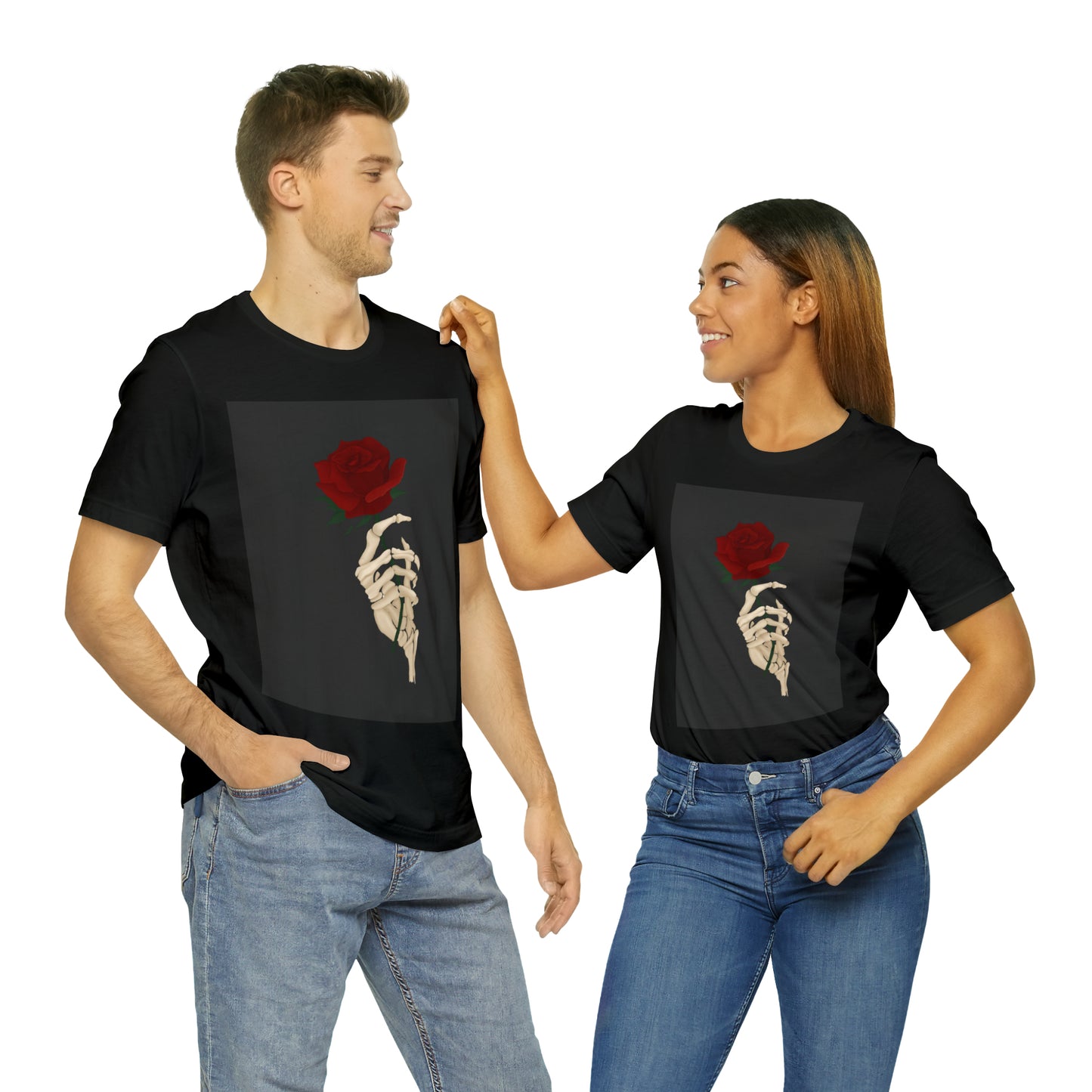 Rose with Skeleton Unisex Jersey Short Sleeve Tee