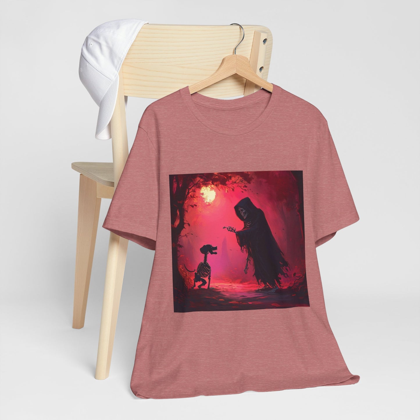 Grim Reaper Walking his DogUnisex Jersey Short Sleeve Tee