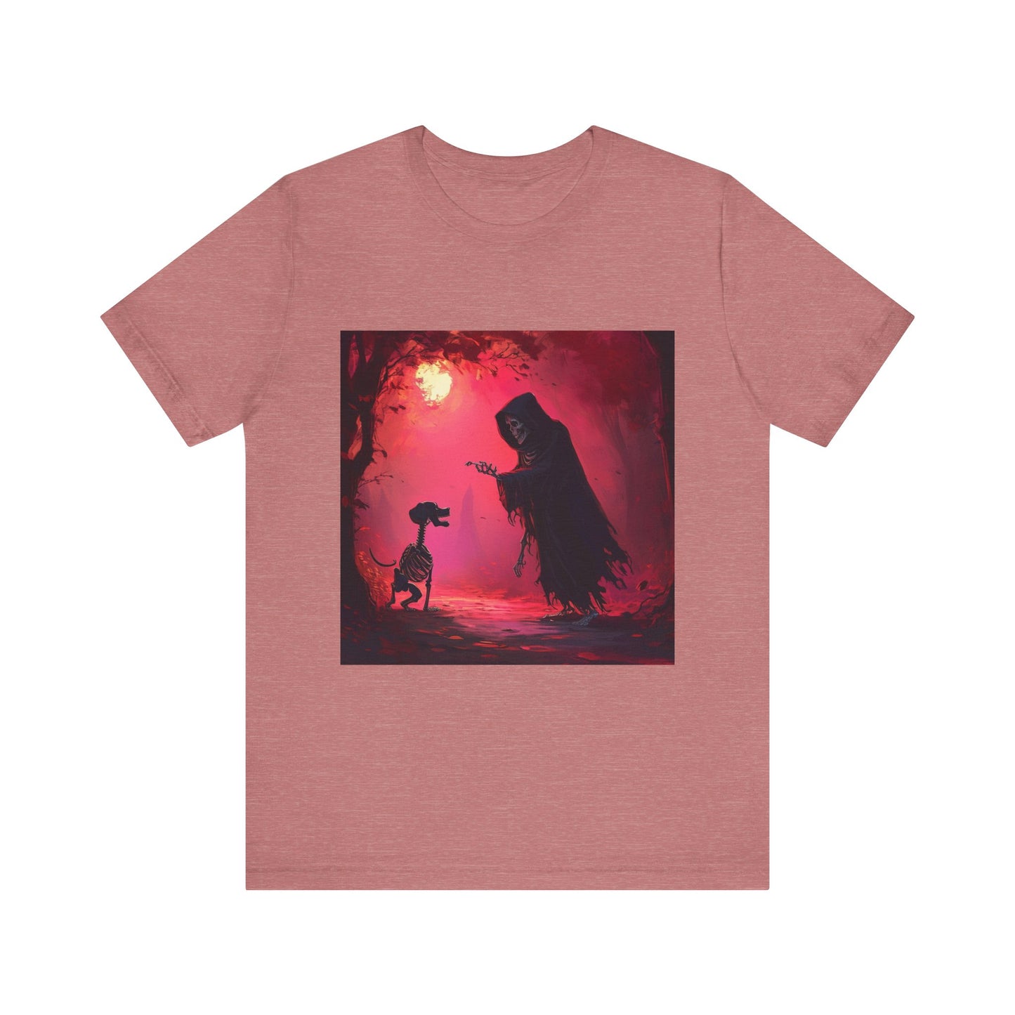 Grim Reaper Walking his DogUnisex Jersey Short Sleeve Tee