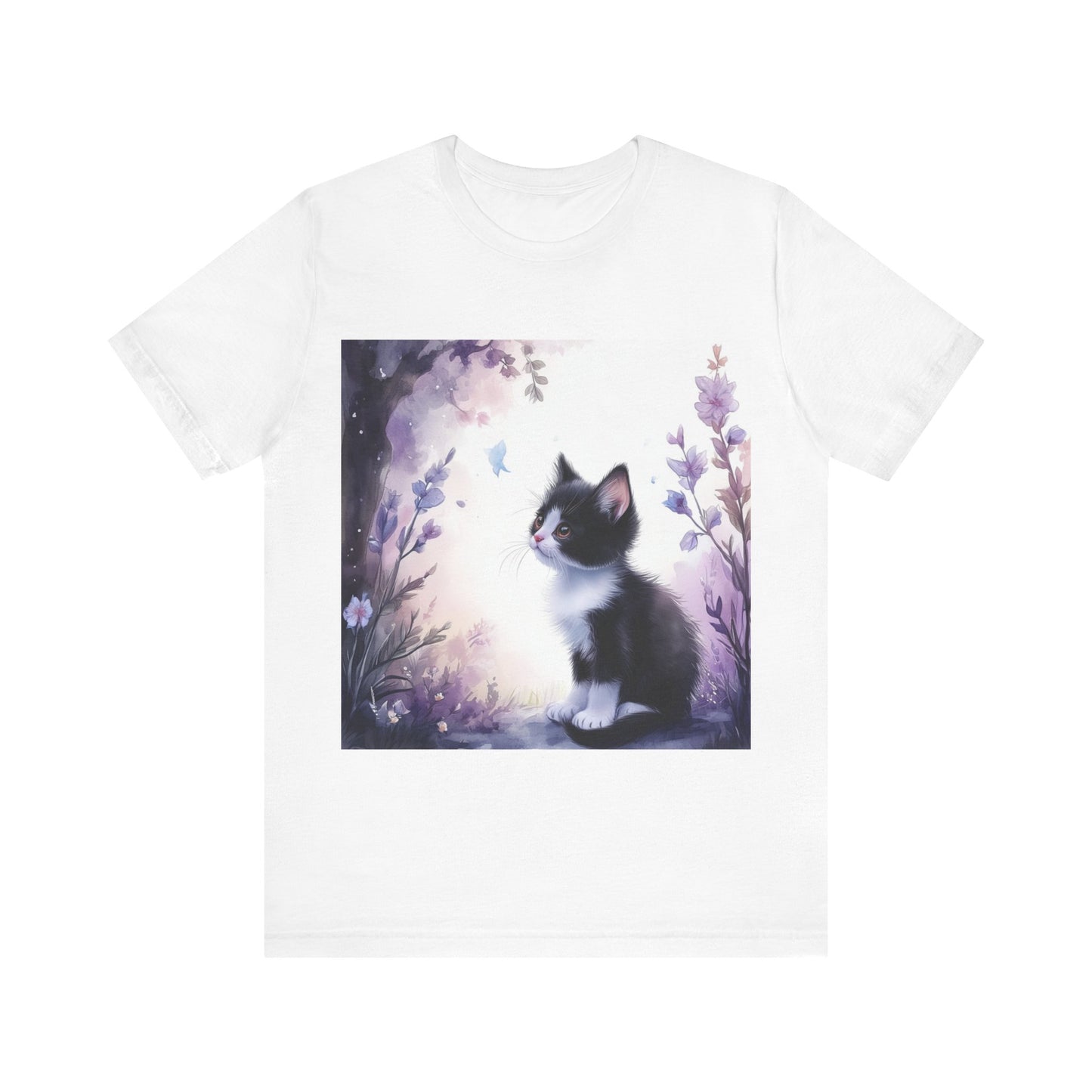 Flowery Tuxedo Cat Unisex Jersey Short Sleeve Tee