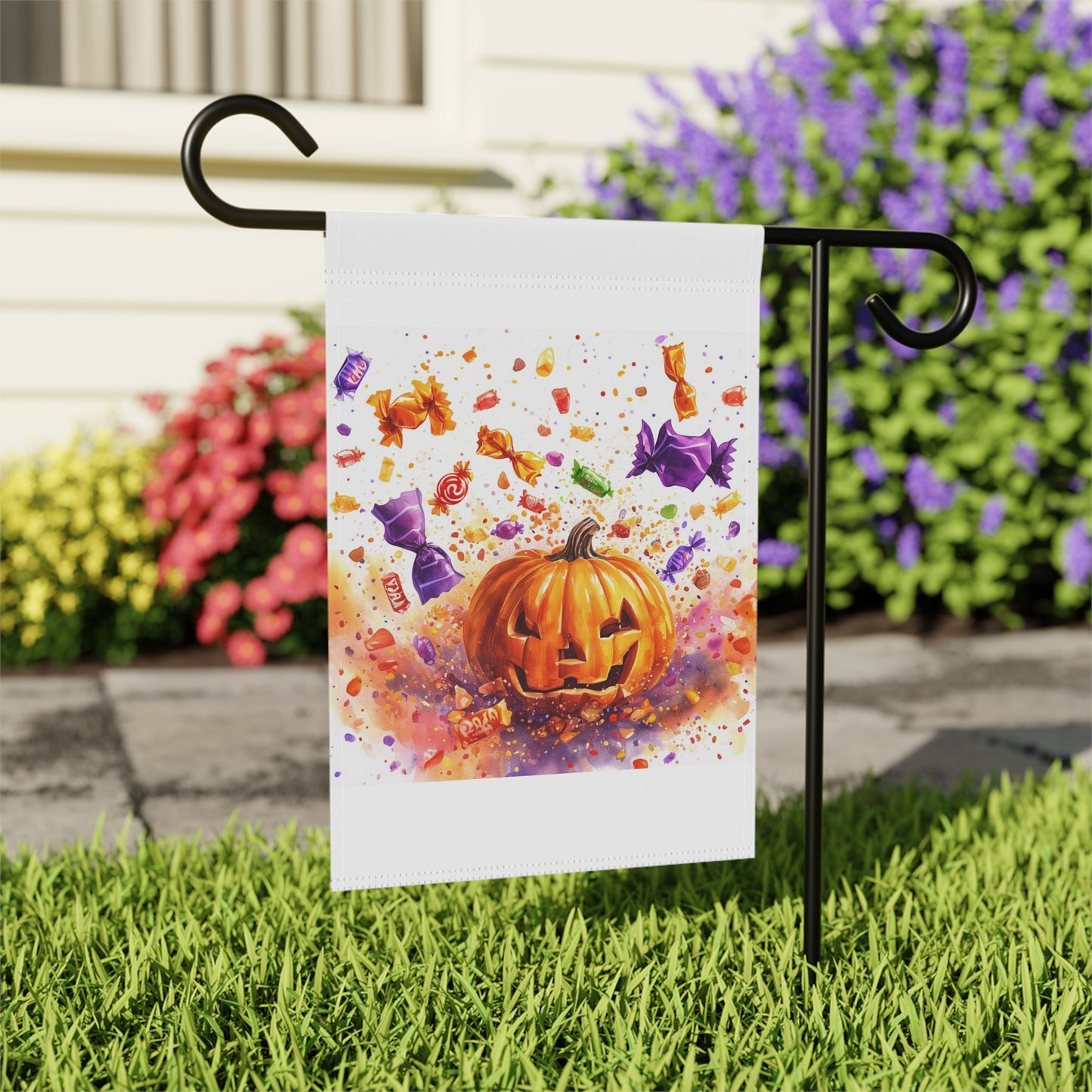 Jack o' Lantern Candy Explosion Garden & House Banner