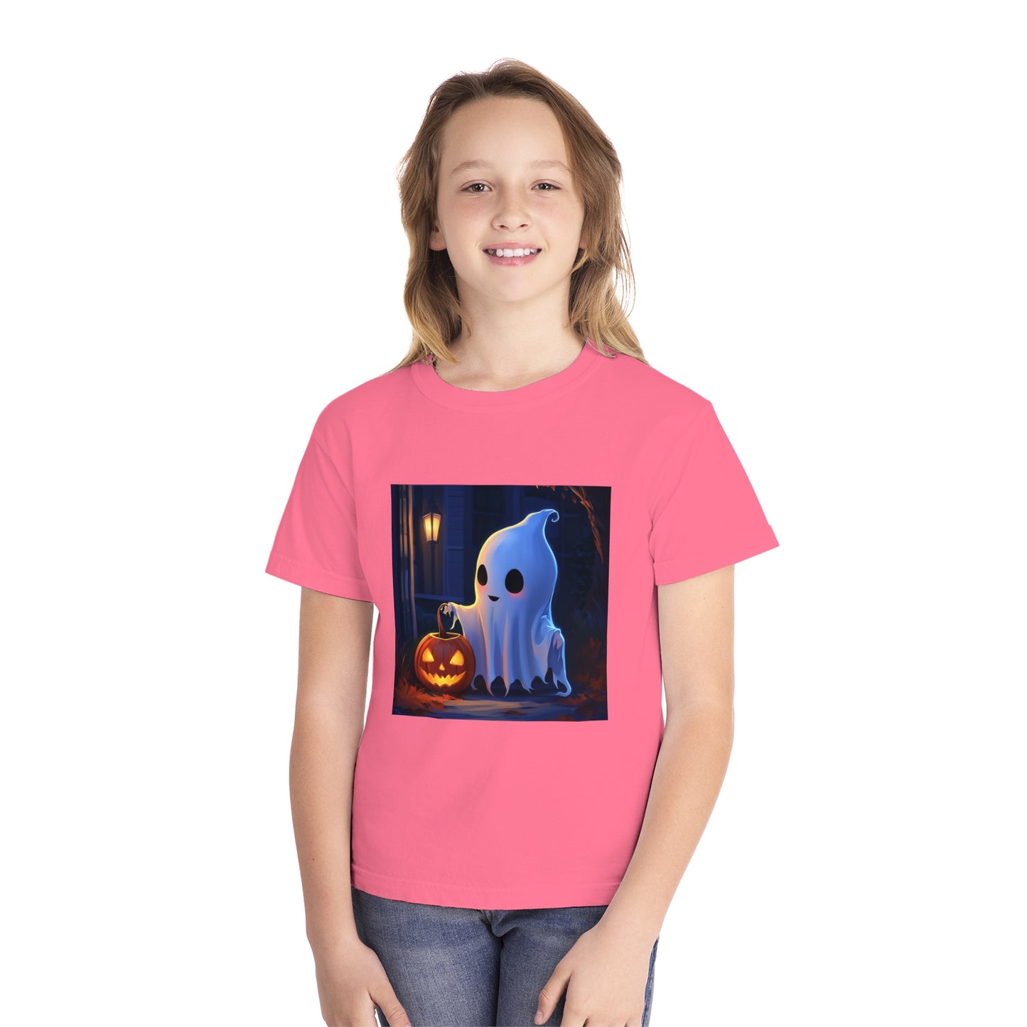 Cute Ghost Trick or Treating Youth Midweight Tee