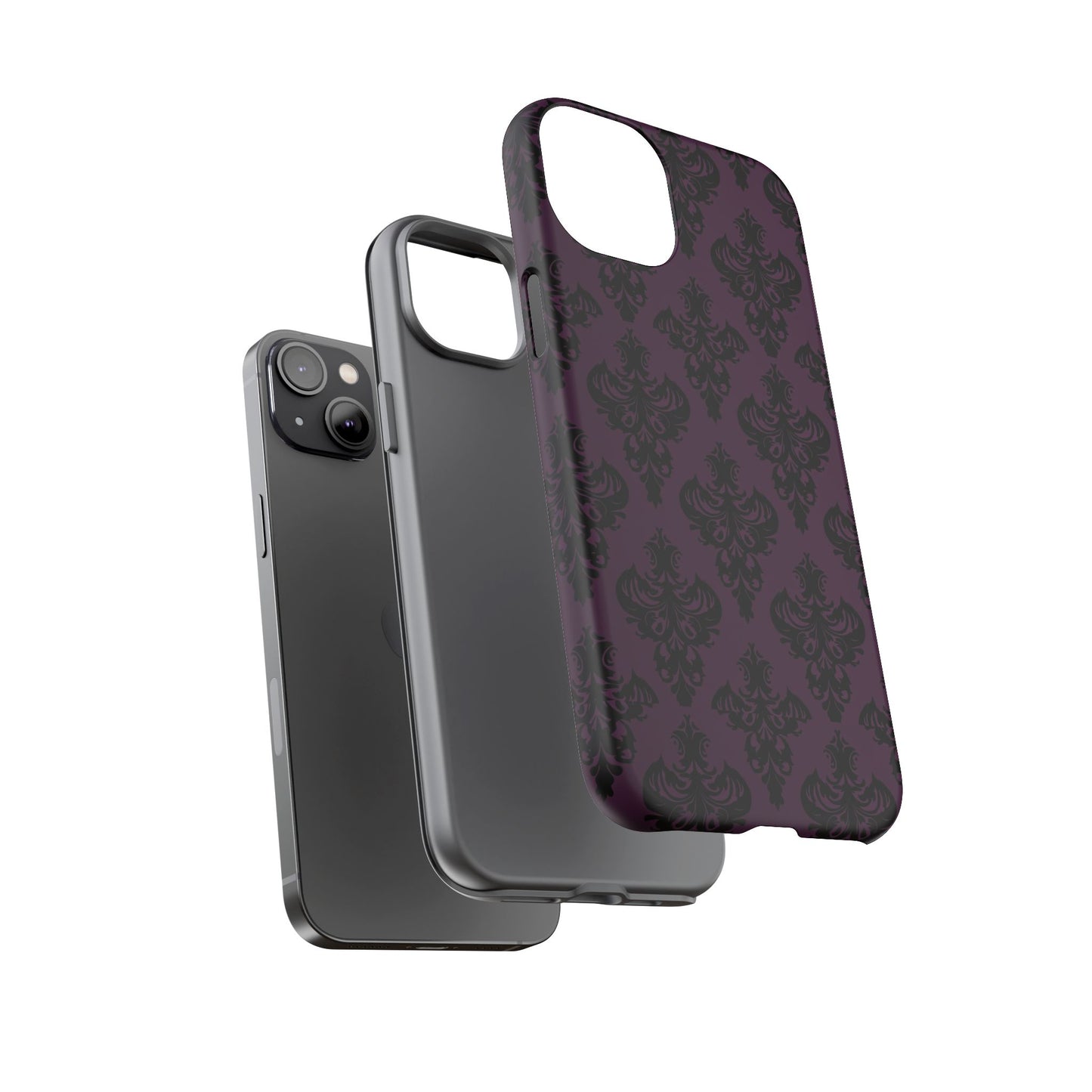 Purple and Black Victorian Damask Pattern Tough Cases