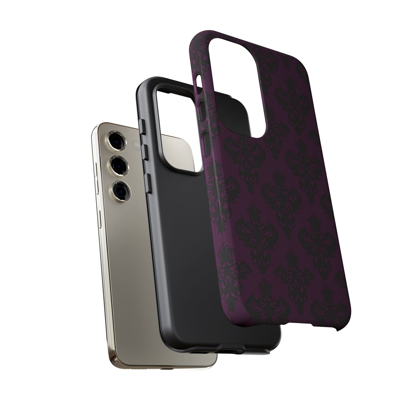 Purple and Black Victorian Damask Pattern Tough Cases