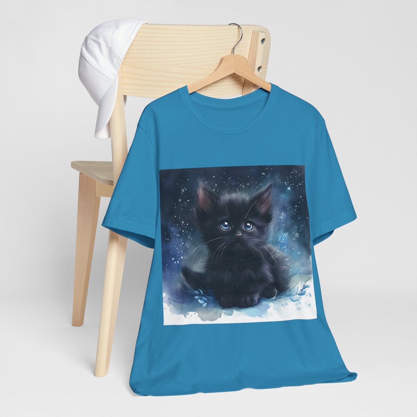 Starry Sky Black Kitten Unisex Jersey Short Sleeve Tee