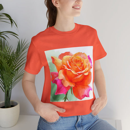 Radiant Rose Art Unisex Jersey Tee - Vibrant Rose Design