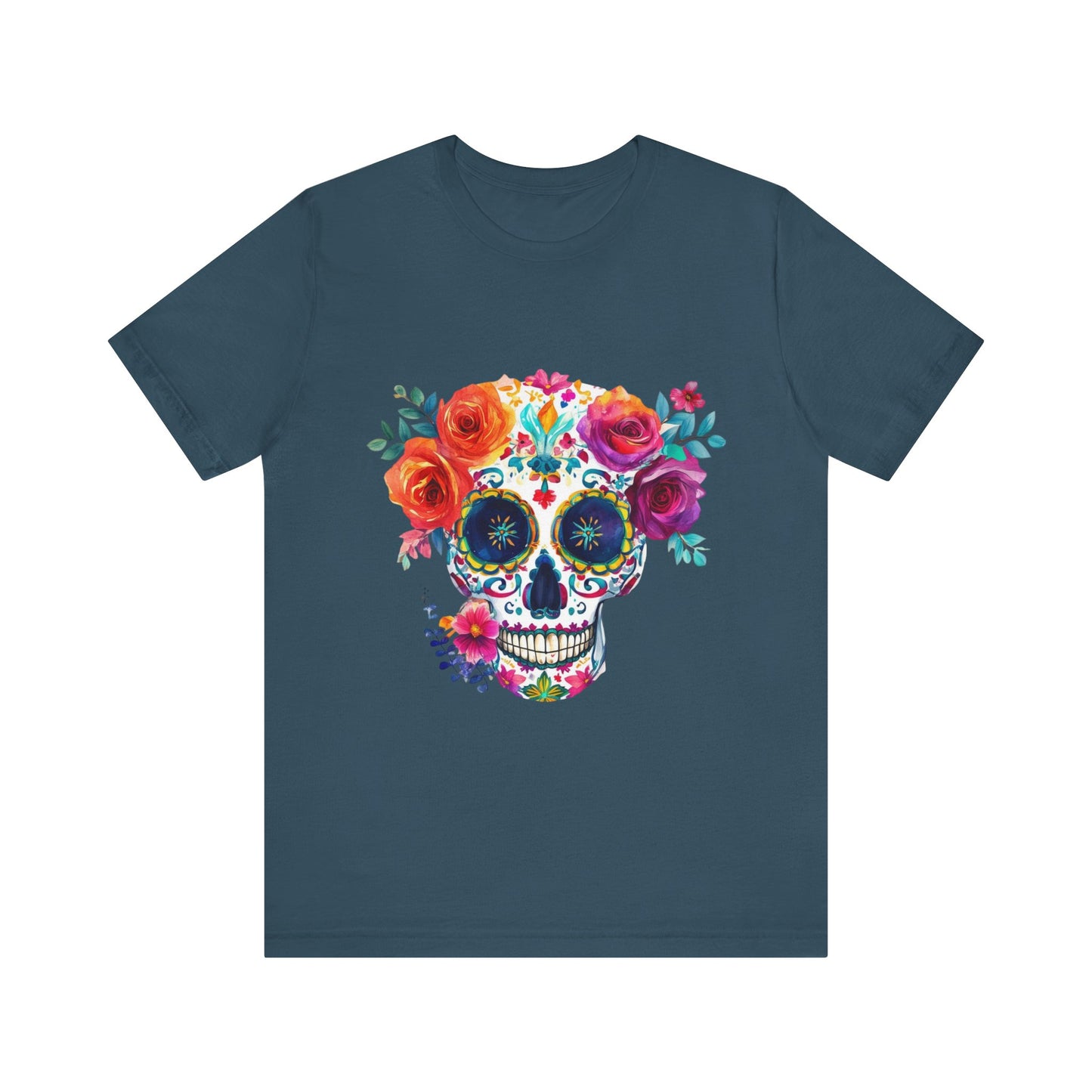 Day of the Dead Bright Sugar Skull Unisex Jersey Short Sleeve Tee