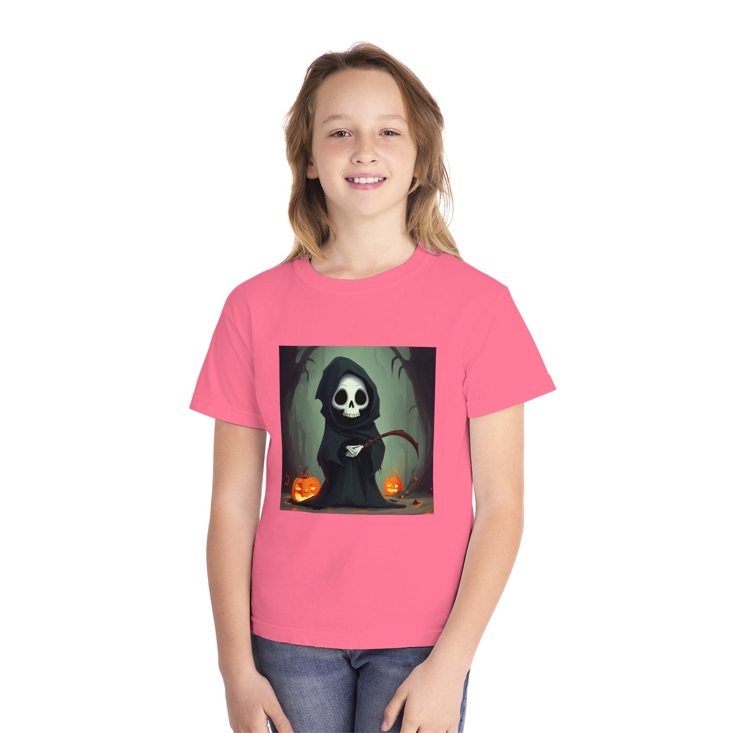 Spooky Forest Grim Reaper Youth Midweight Tee