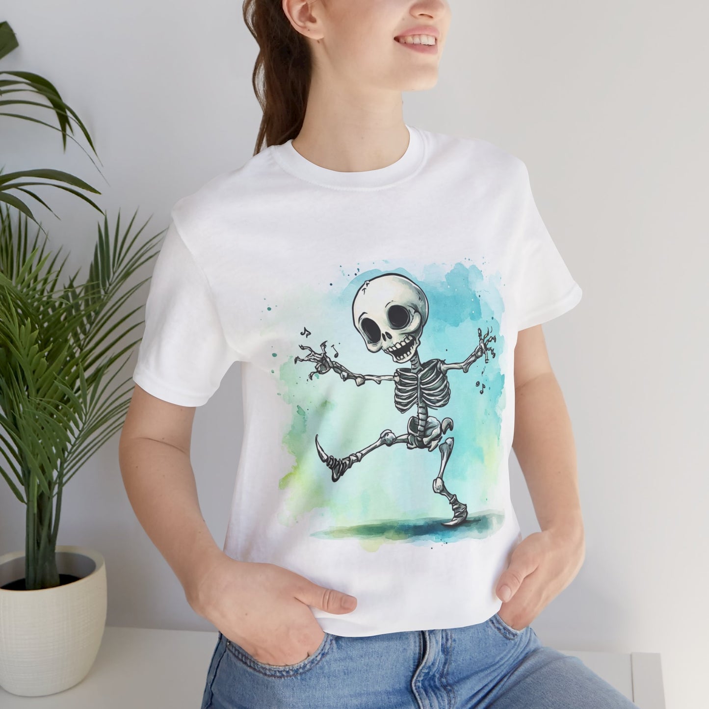 Happy Cute Skeleton Unisex Jersey Short Sleeve Tee