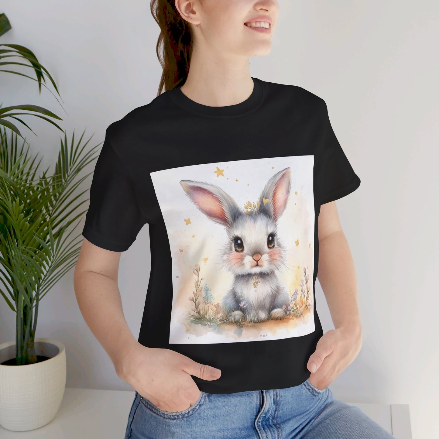 Cute fluffy bunny Unisex Jersey Short Sleeve Tee