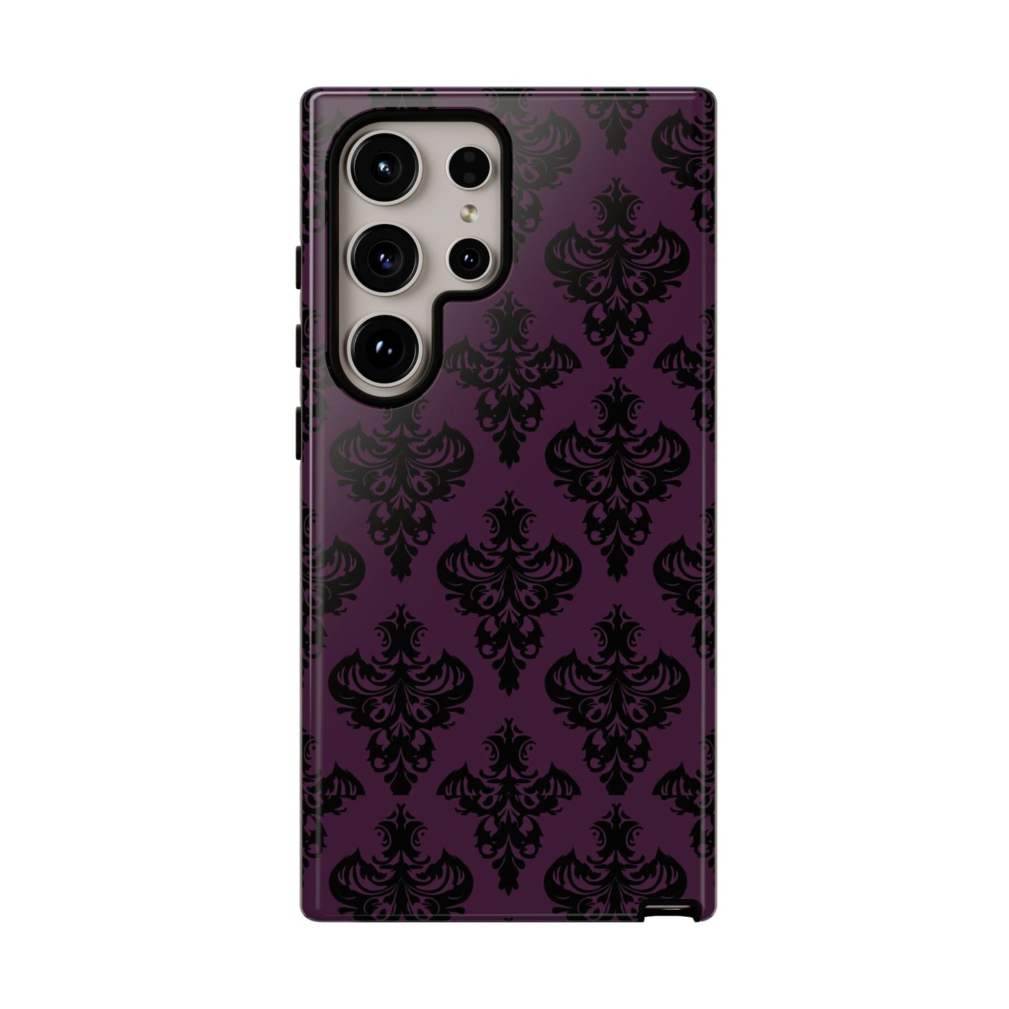 Purple and Black Victorian Damask Pattern Tough Cases