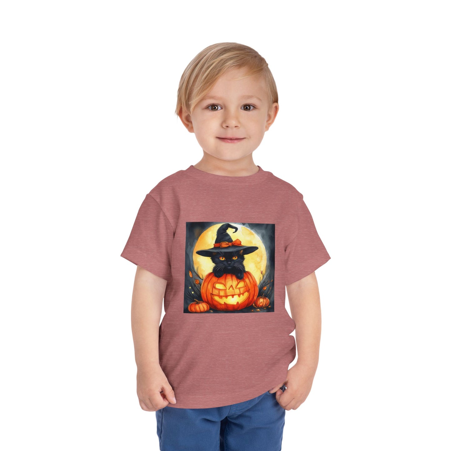 Cat In a Jack O' Lantern Toddler Short Sleeve Tee