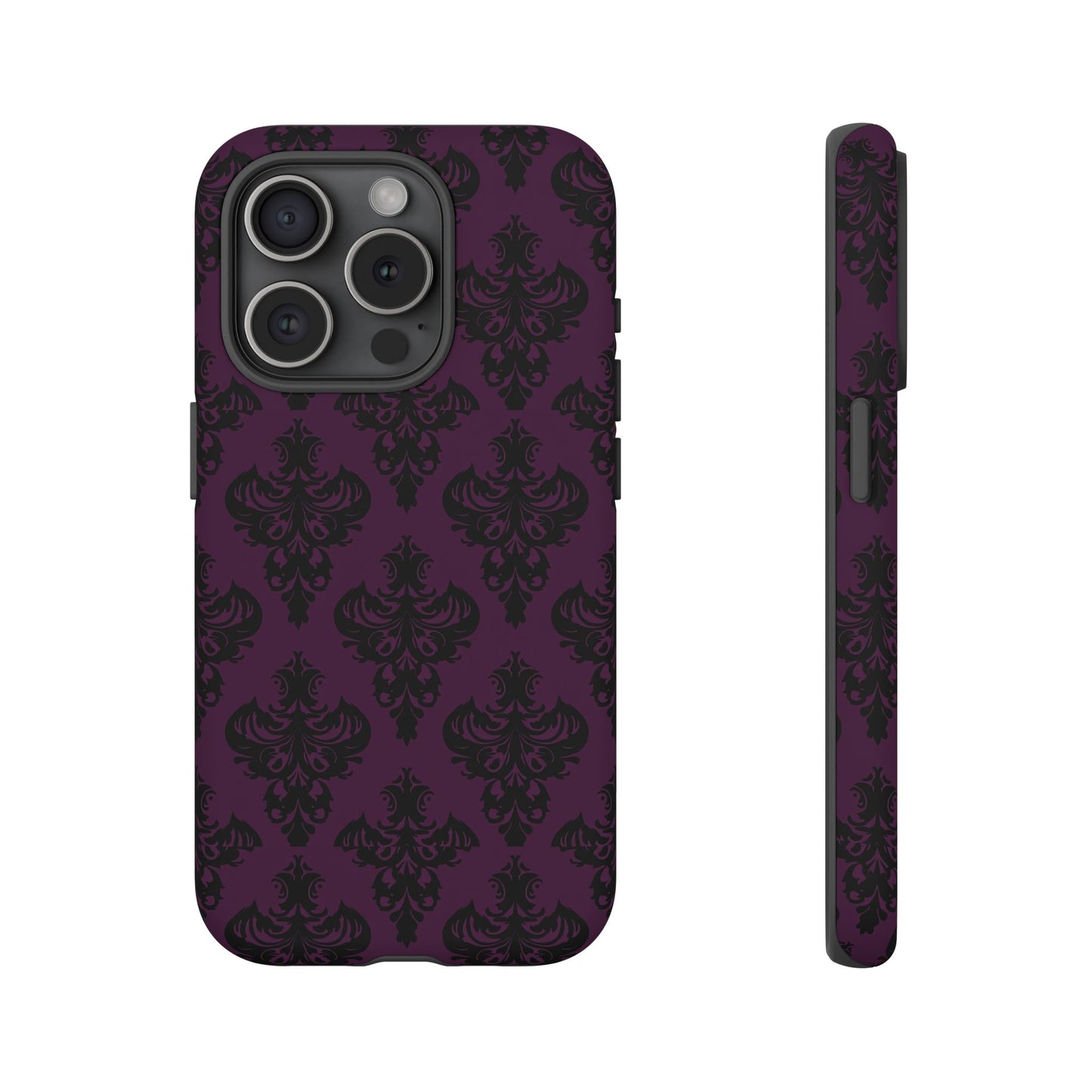 Purple and Black Victorian Damask Pattern Tough Cases