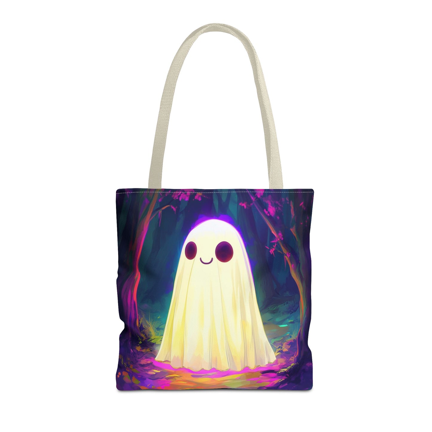 Cute Neon Ghost Tote Bag (AOP)