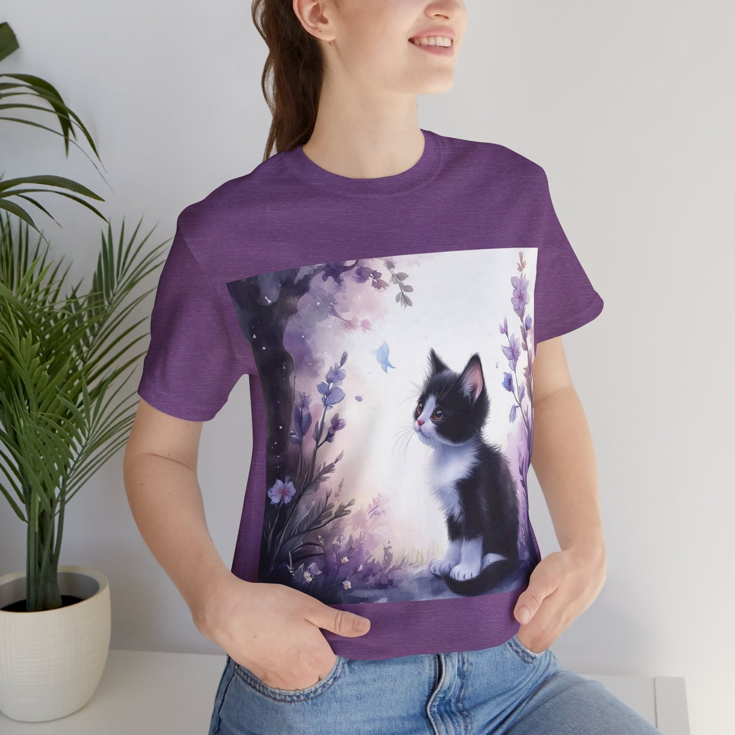 Flowery Tuxedo Cat Unisex Jersey Short Sleeve Tee