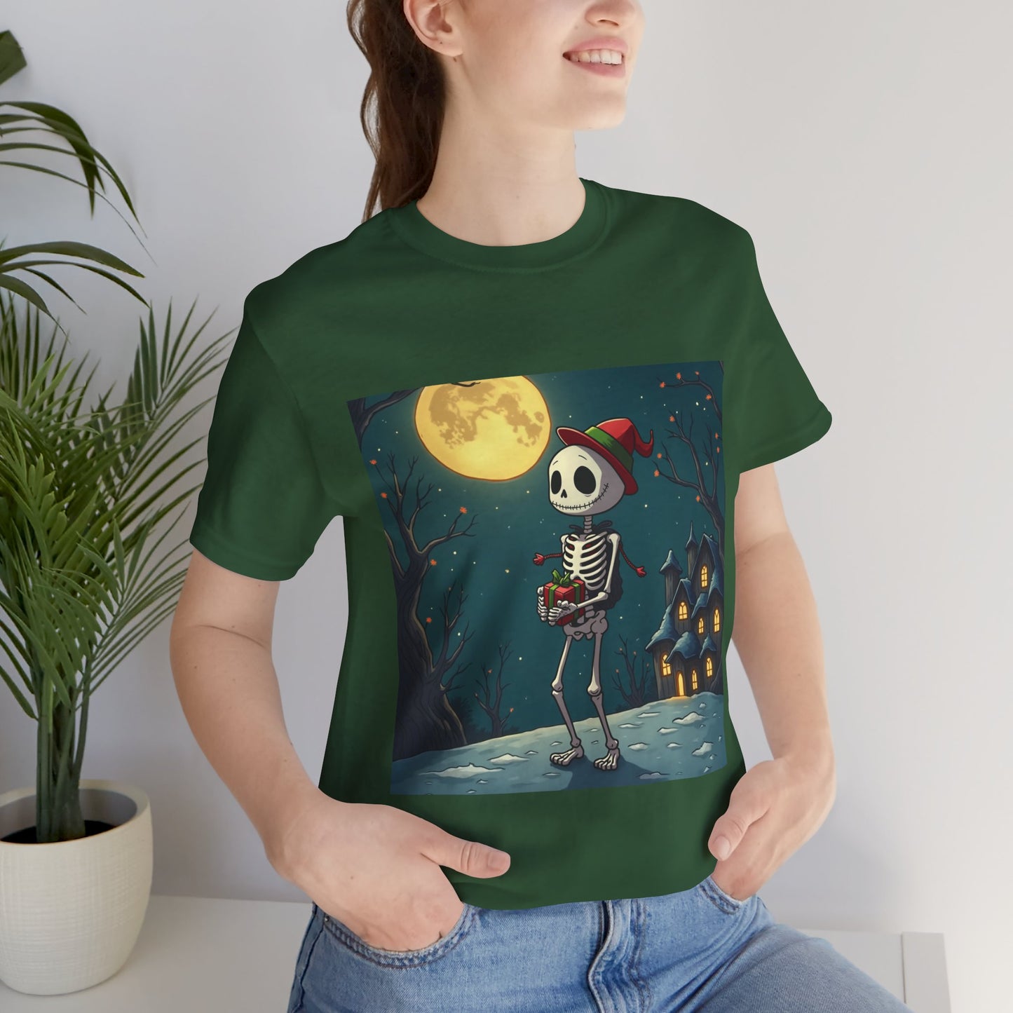 Cute Cartoon Holiday Skeleton Unisex Jersey Tee