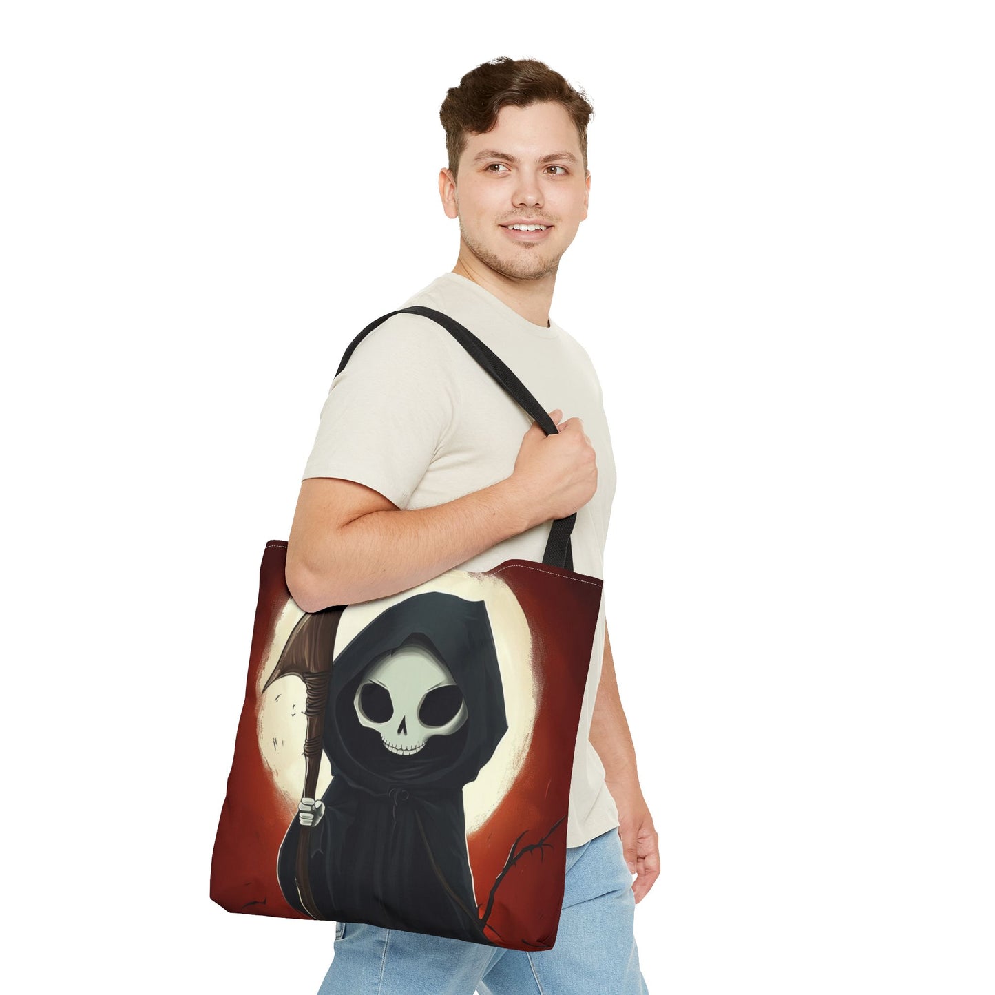 Cute Grim Reaper Tote Bag (AOP)