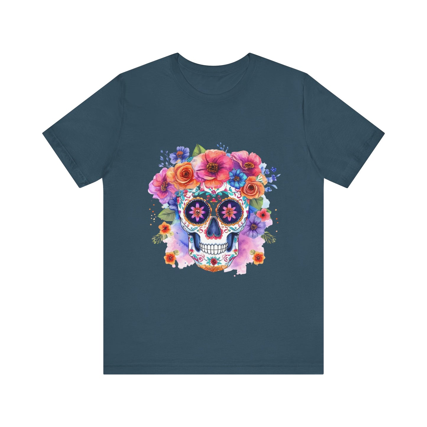 Colorful Sugar Skull Unisex Jersey Short Sleeve Tee