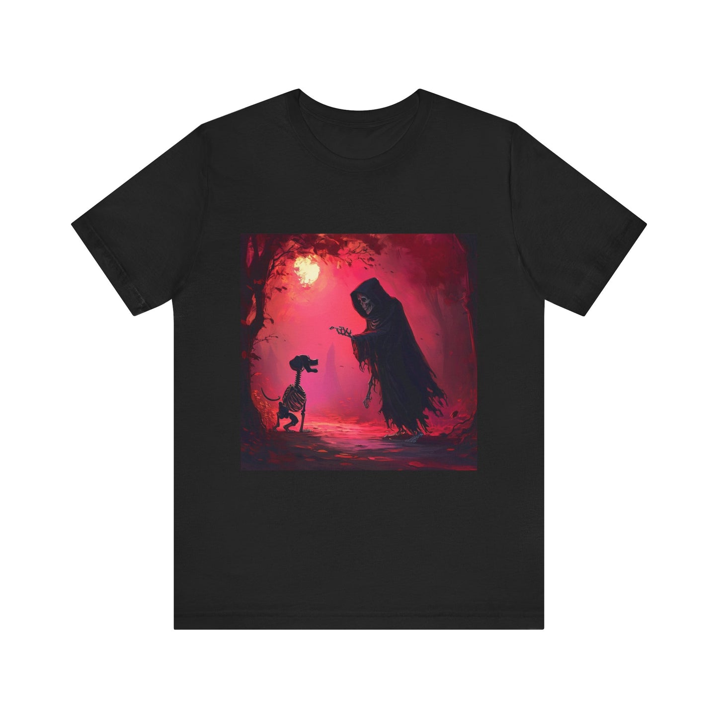 Grim Reaper Walking his DogUnisex Jersey Short Sleeve Tee