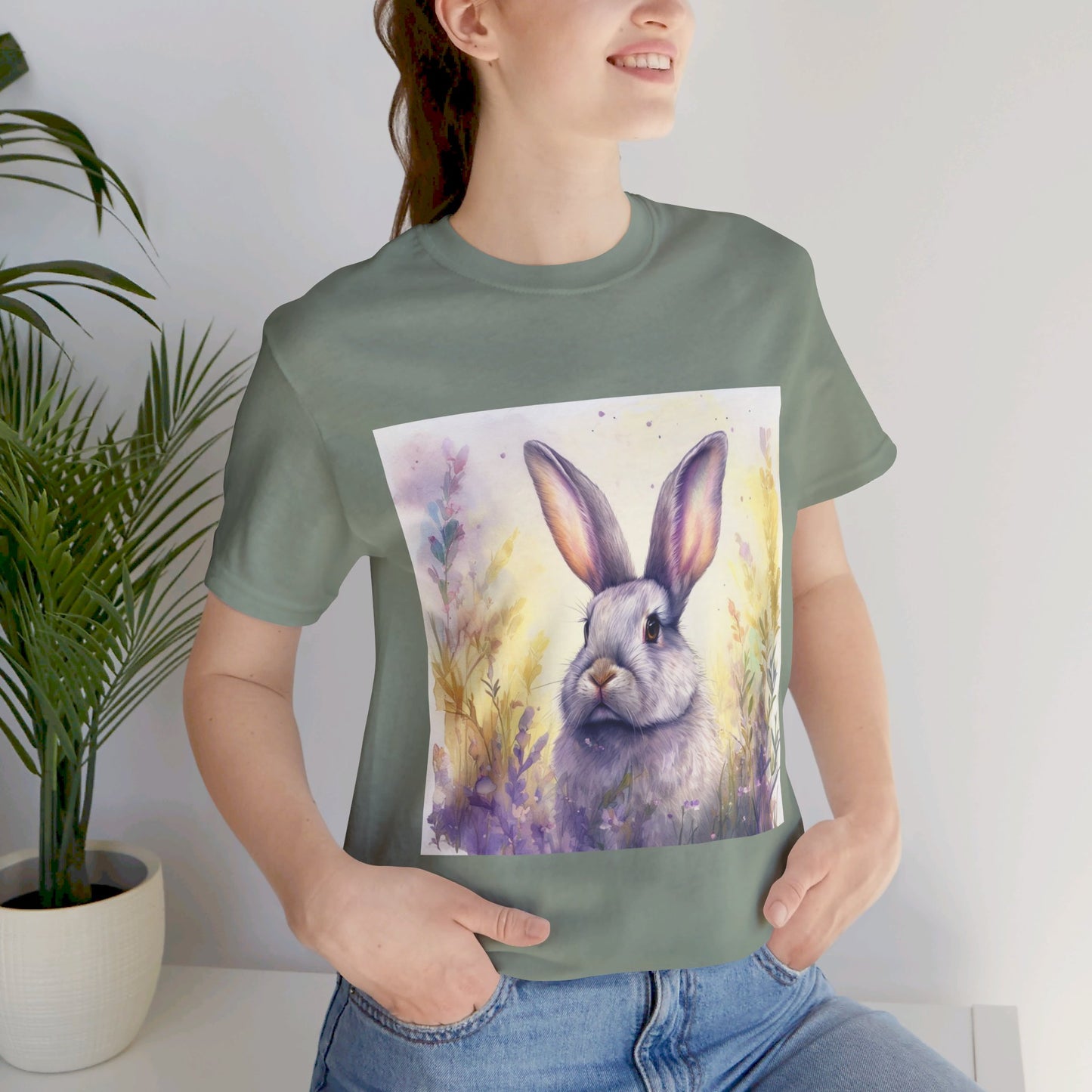 Realistic Cute Bunny Unisex Jersey Short Sleeve Tee