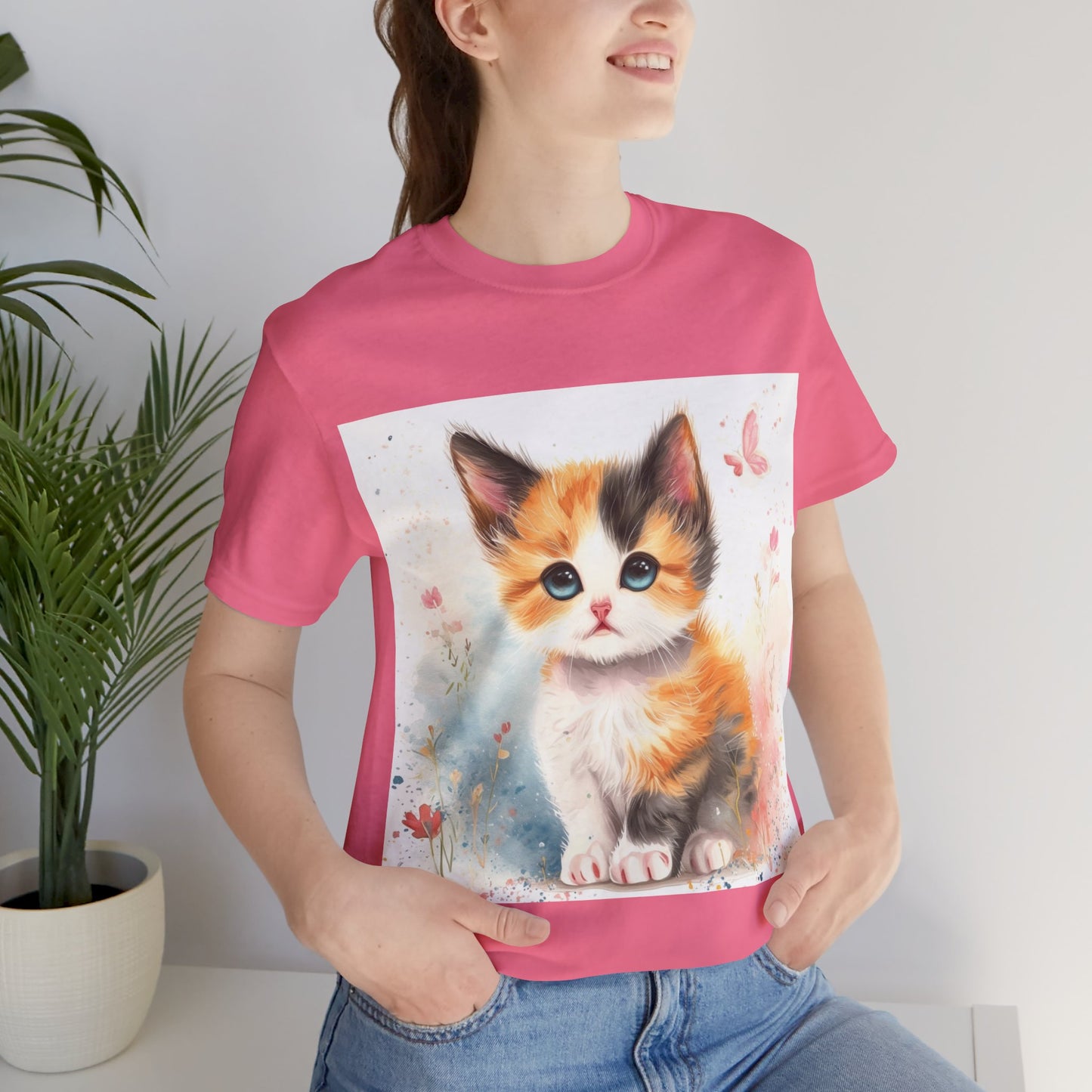 Butterfly Calico Kitten Unisex Jersey Short Sleeve Tee