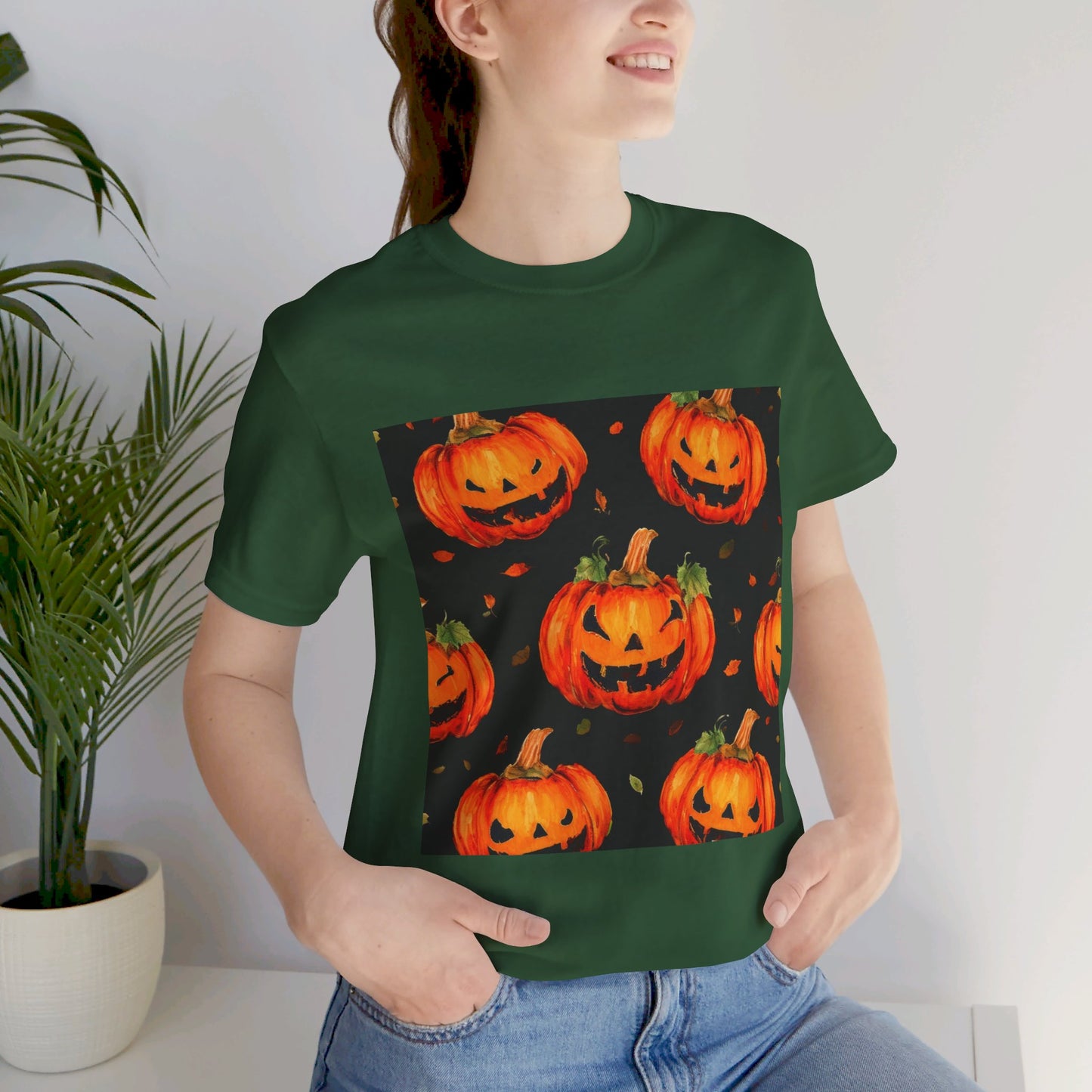 Happy Pumpkin Pattern Unisex Jersey Short Sleeve Tee