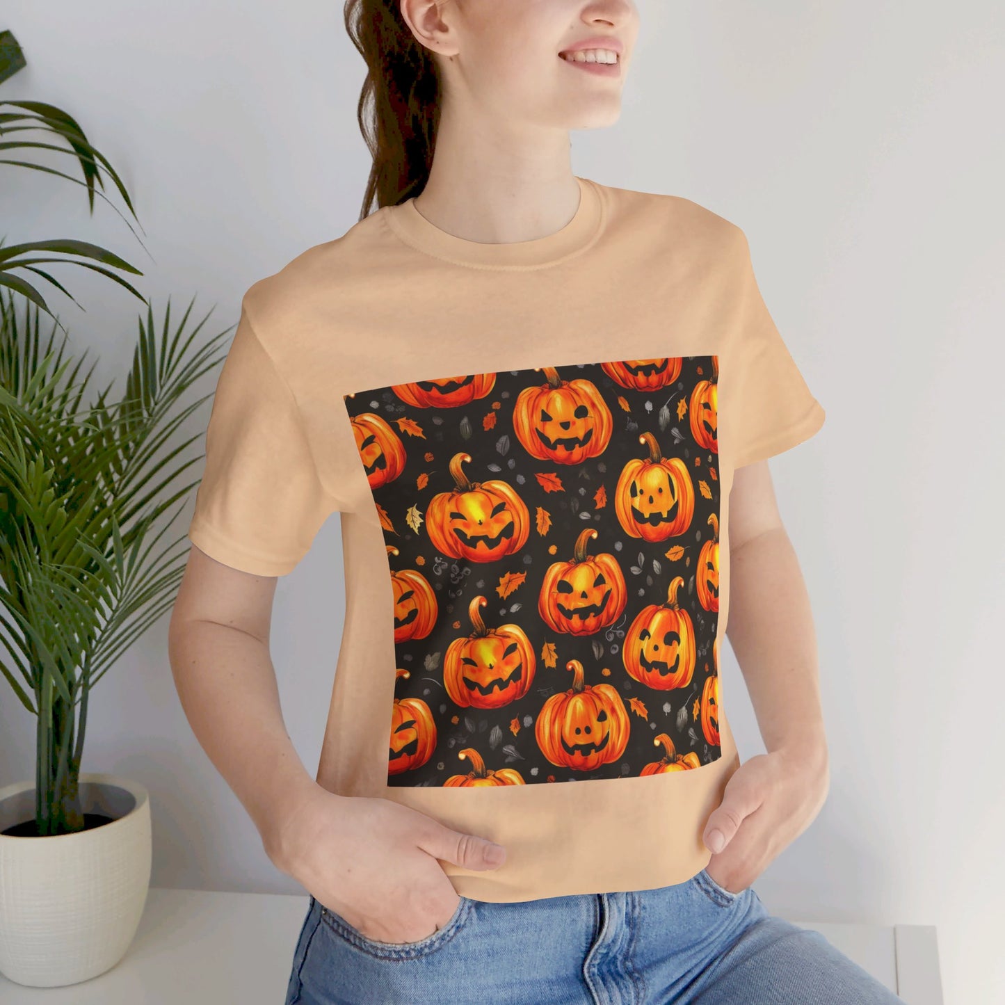 Cute Pumpkin Pattern Unisex Jersey Short Sleeve Tee