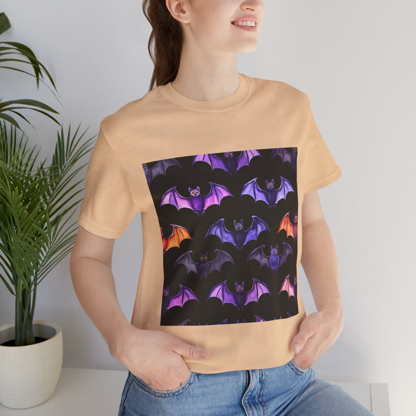 Cute Bat Pattern Unisex Jersey Short Sleeve Tee