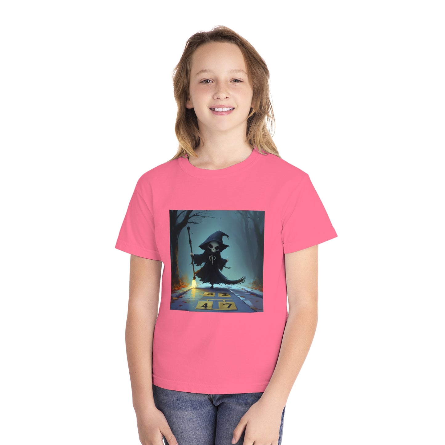 Grim Reaper Playing Hopscotch Youth Midweight Tee