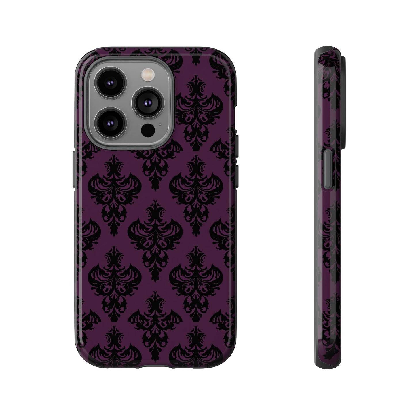 Purple and Black Victorian Damask Pattern Tough Cases