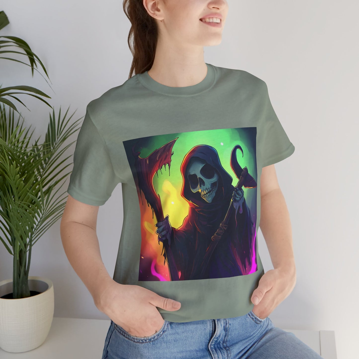 Colorful Grim Reaper Unisex Jersey Short Sleeve Tee