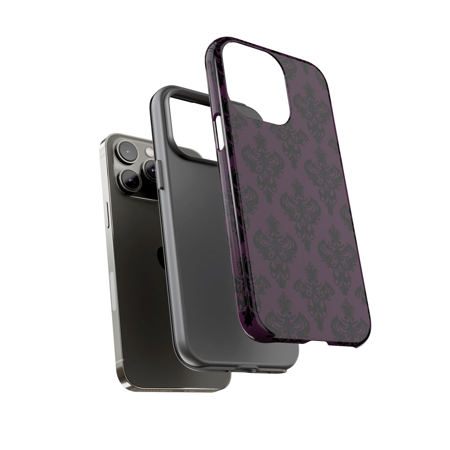 Purple and Black Victorian Damask Pattern Tough Cases