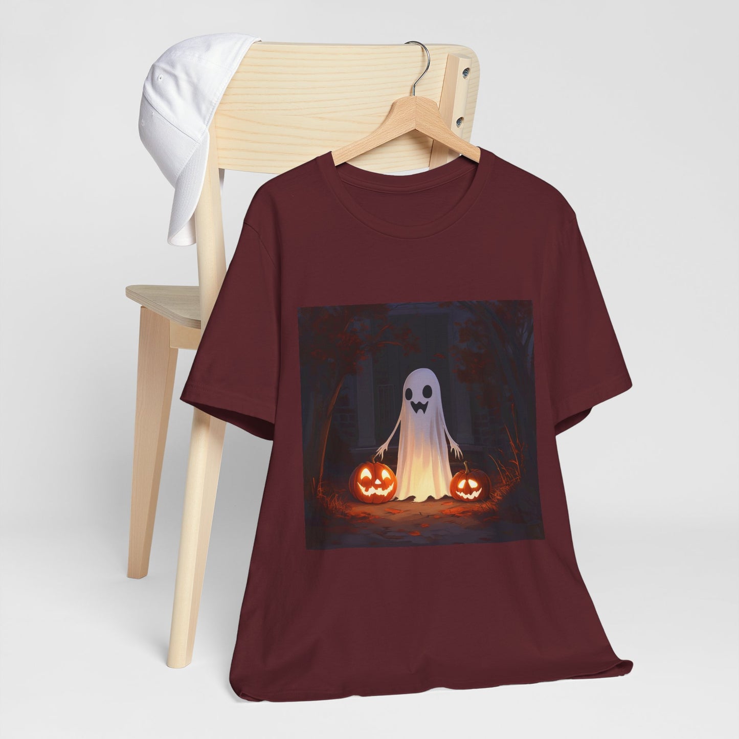 Cute Ghost and Pumpkins Unisex Jersey Short Sleeve Tee