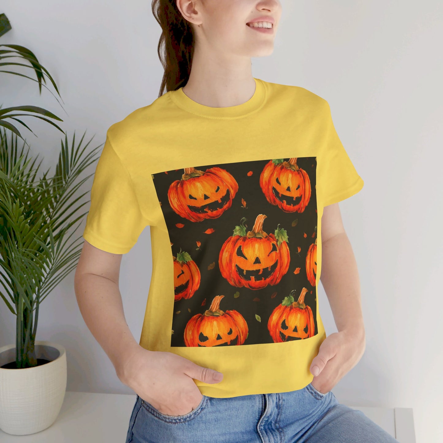 Happy Pumpkin Pattern Unisex Jersey Short Sleeve Tee