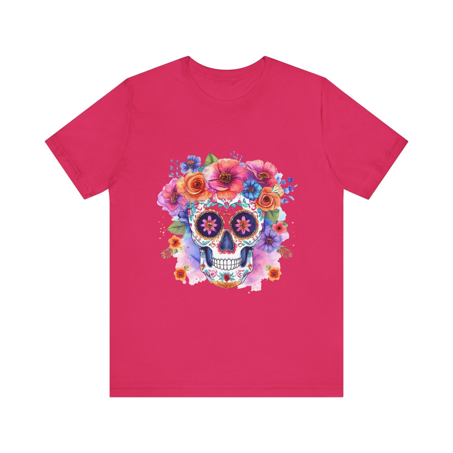 Colorful Sugar Skull Unisex Jersey Short Sleeve Tee