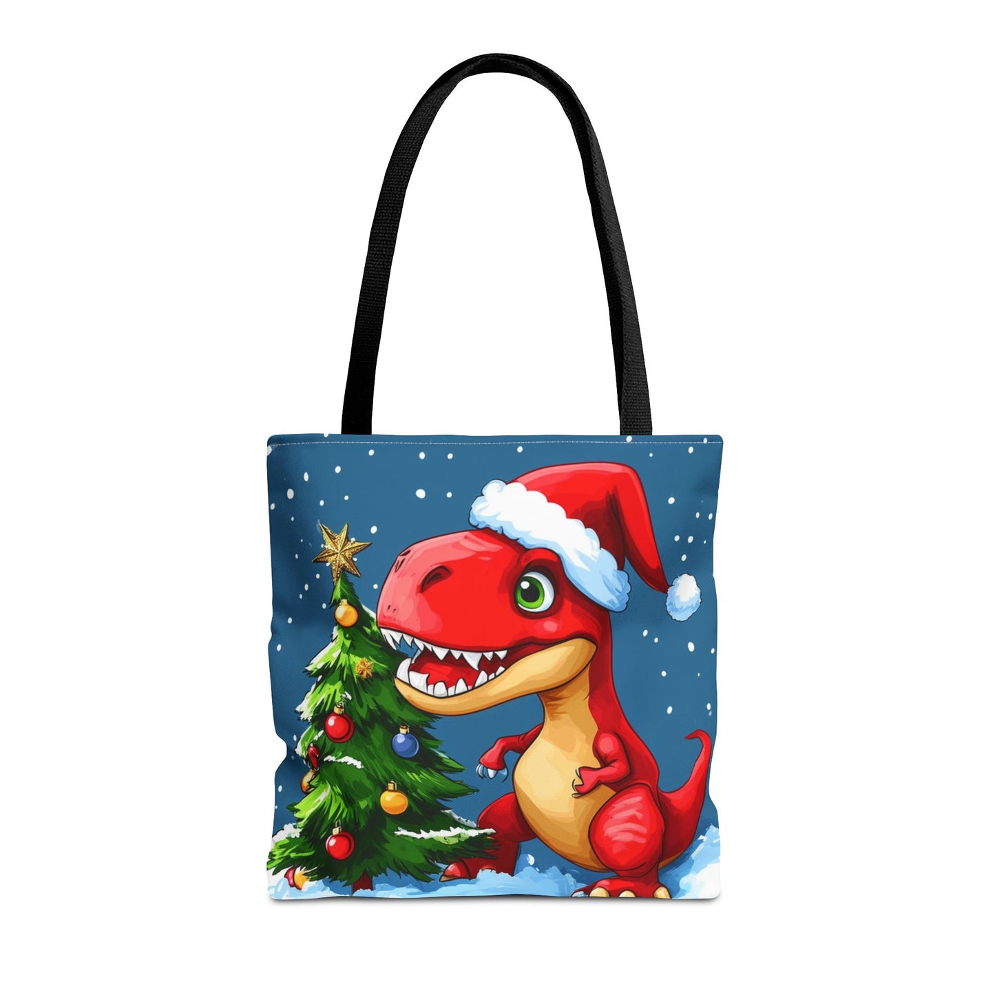 Cute Red Dino Holiday Tote Bag (AOP)