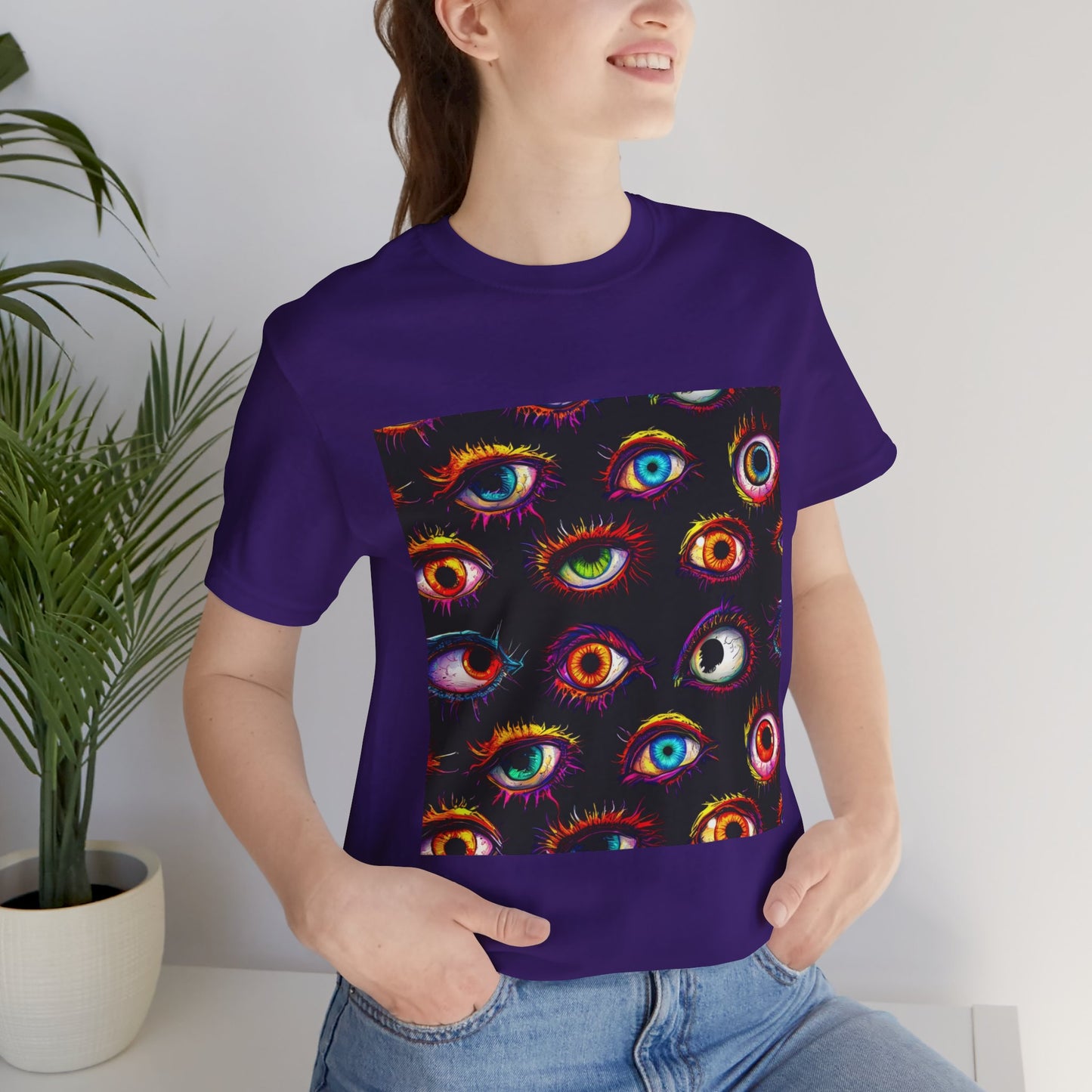 Colorful Spooky Eye Pattern Unisex Jersey Short Sleeve Tee