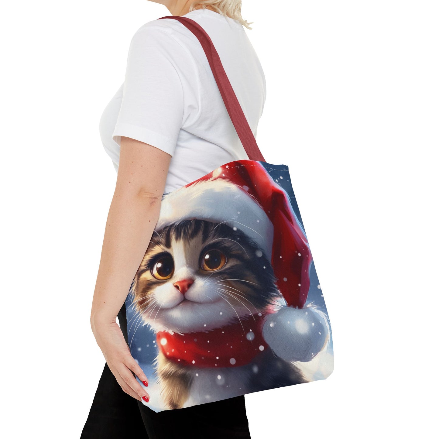 Cute Holiday Cat Tote Bag (AOP)