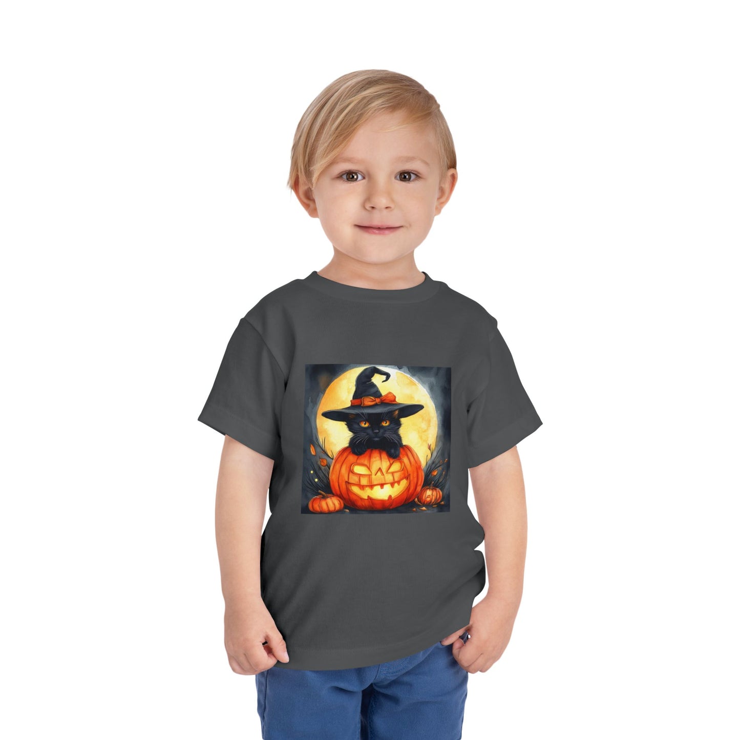 Cat In a Jack O' Lantern Toddler Short Sleeve Tee