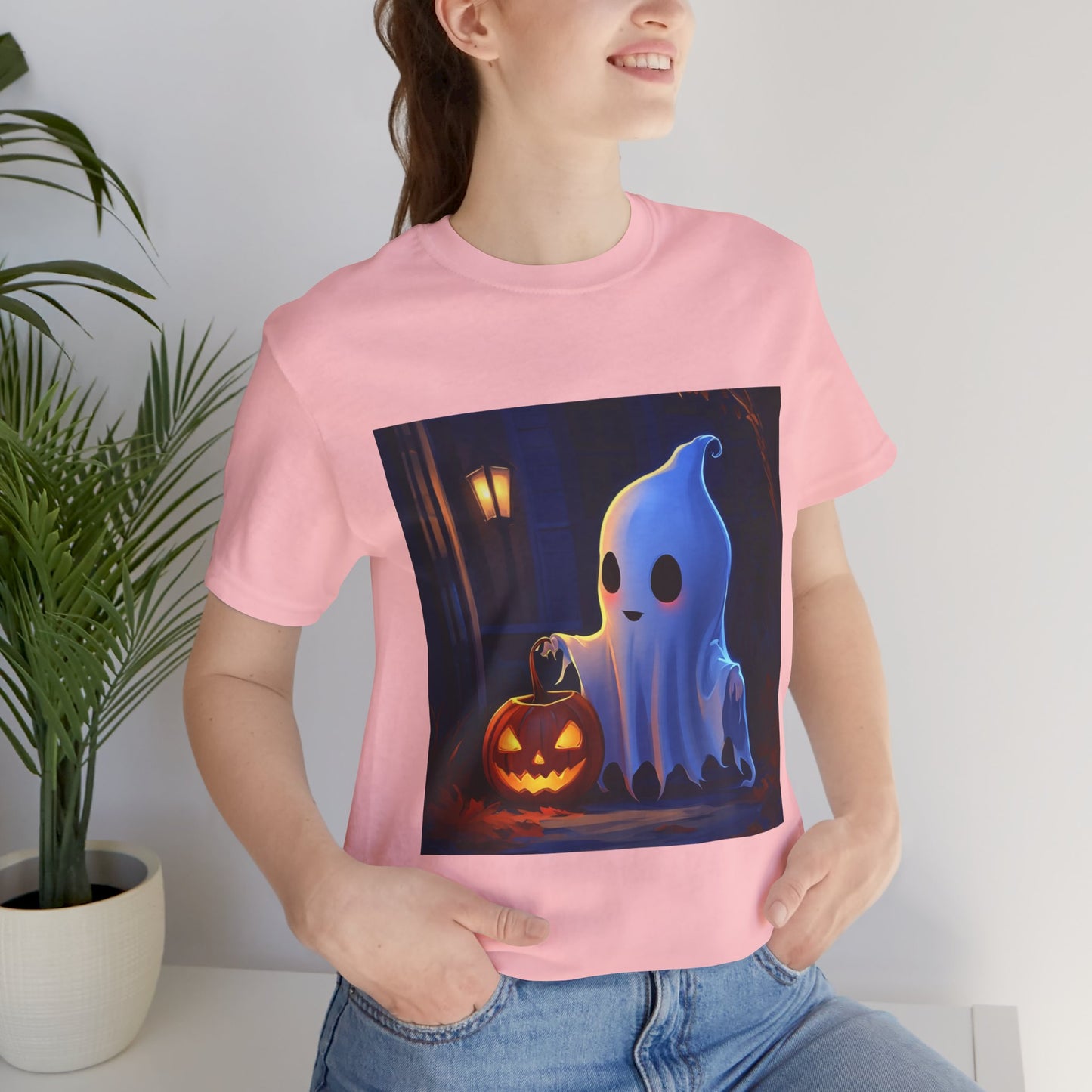 Cute Ghost Trick or Treating Unisex Jersey Short Sleeve Tee