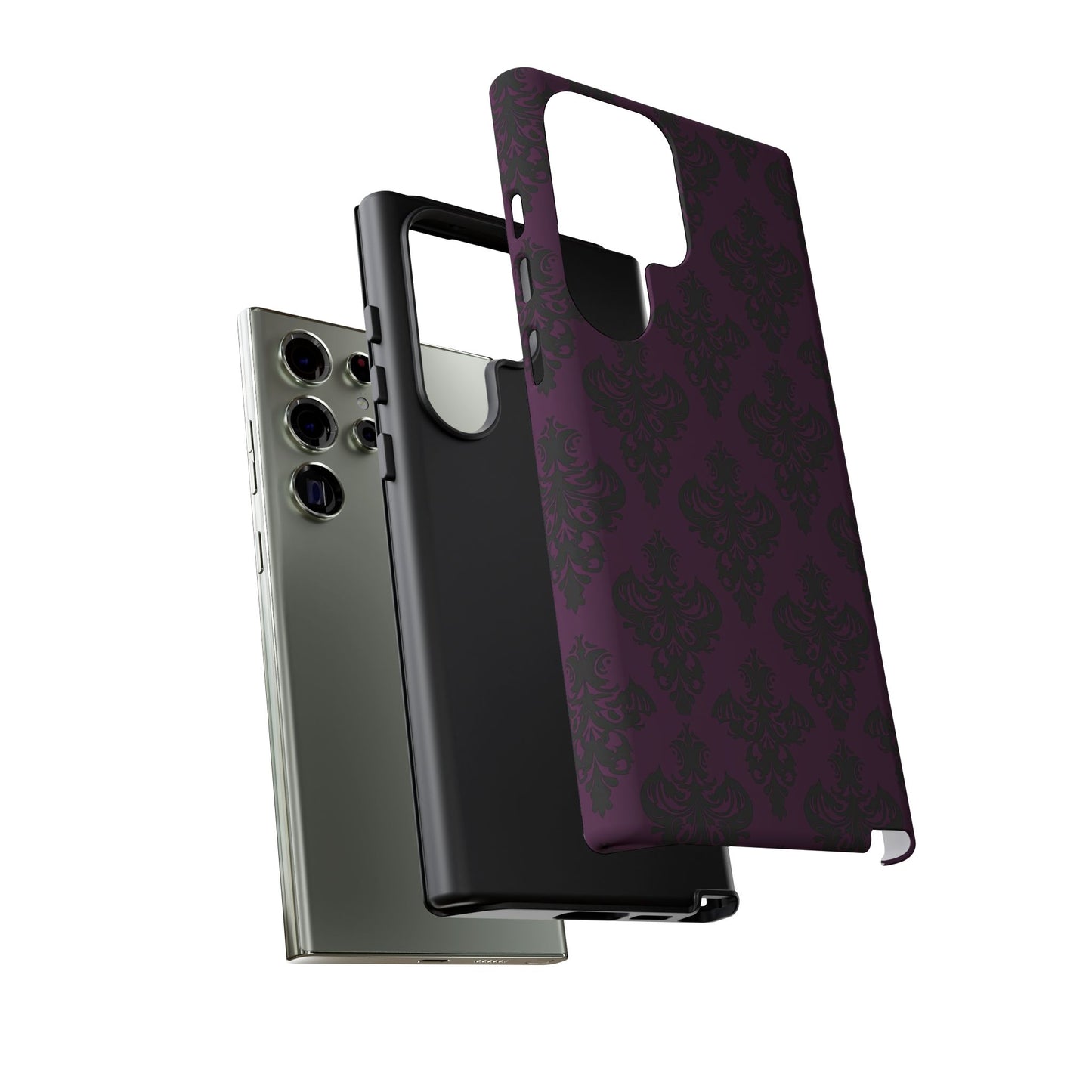 Purple and Black Victorian Damask Pattern Tough Cases