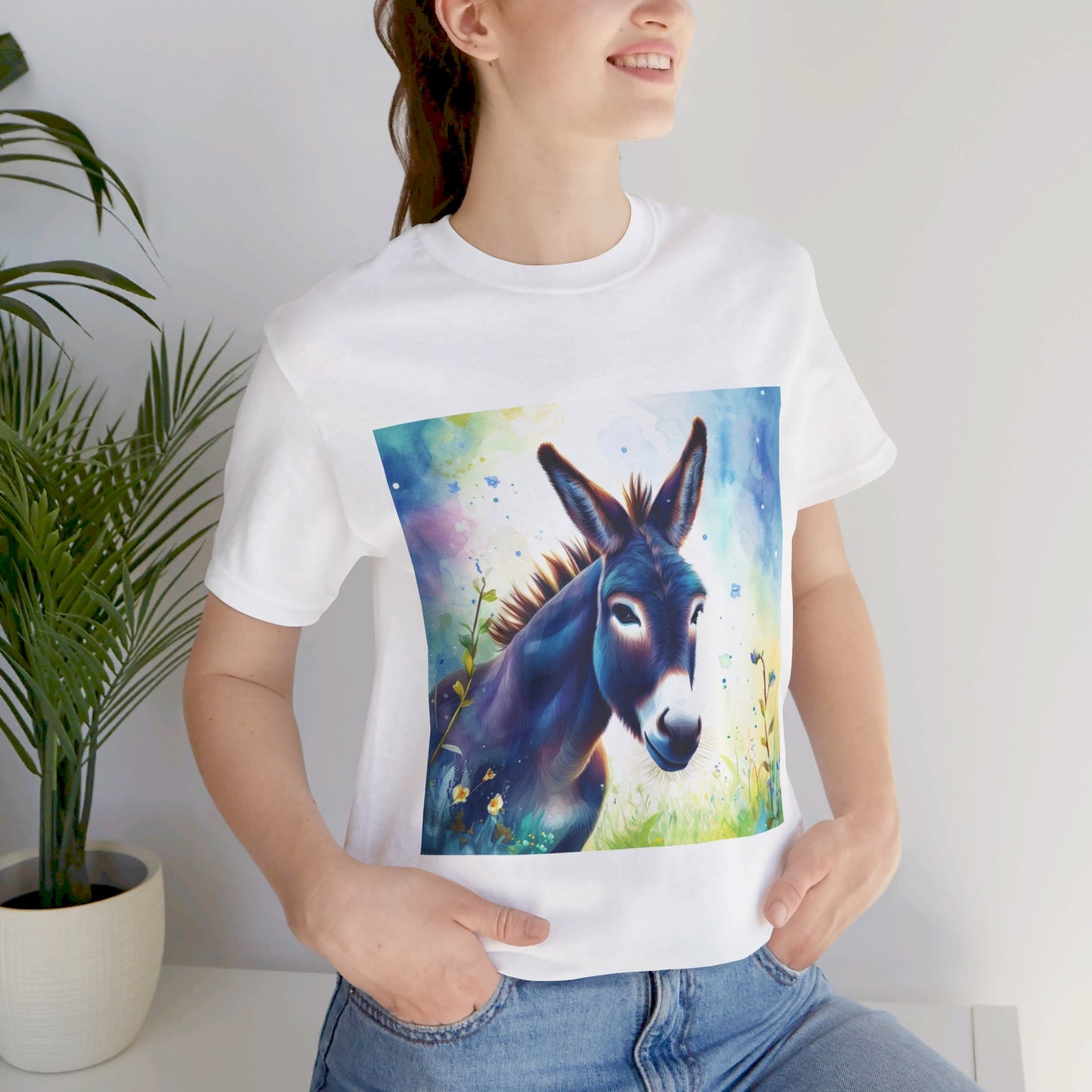 Cute Colorful Donkey Unisex Jersey Short Sleeve Tee