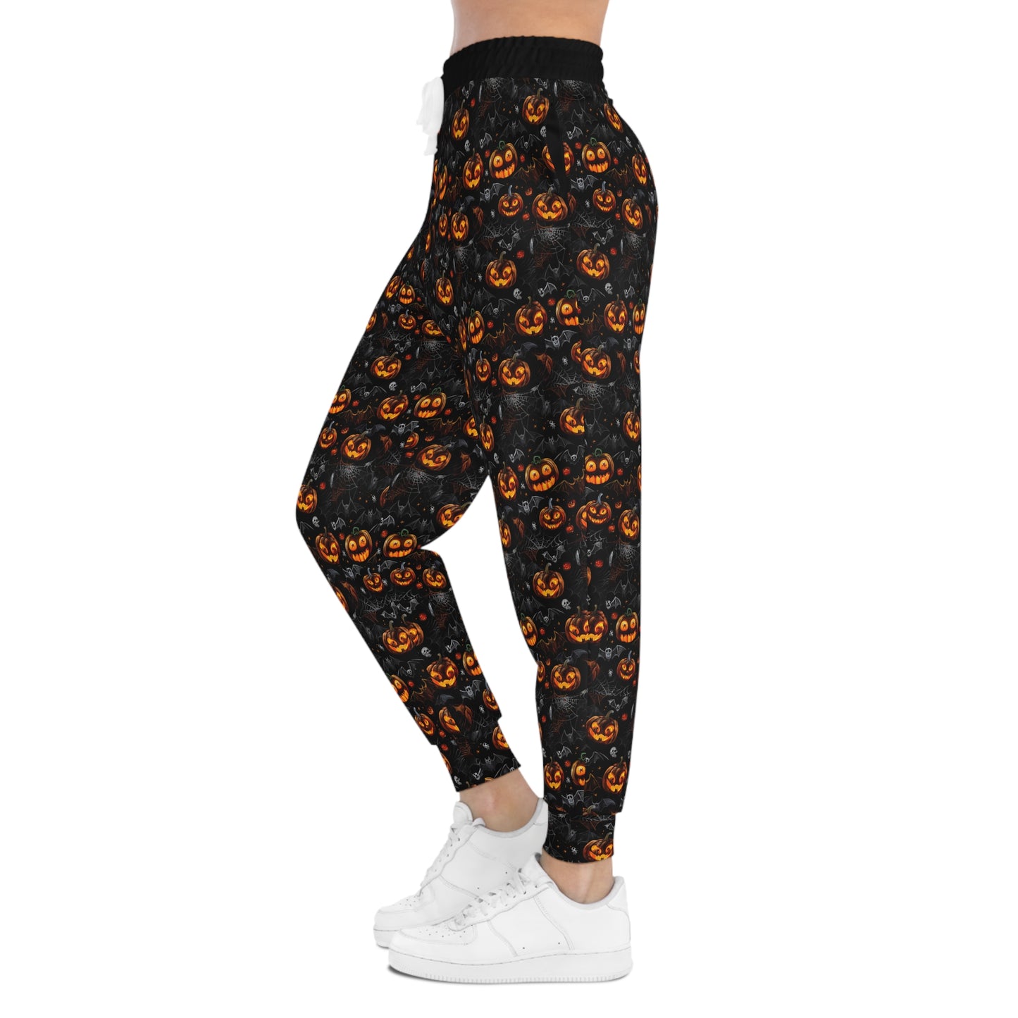 Spooky Pumpkin and Bats Pattern Athletic Joggers (AOP)