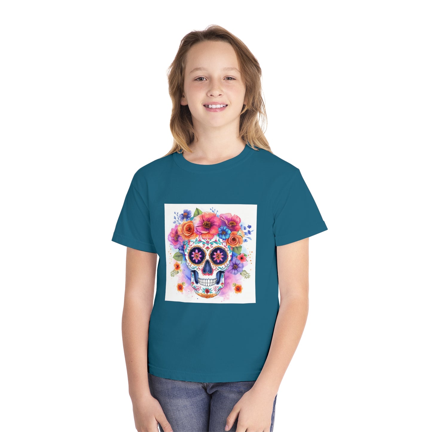 Colorful Sugar Skull Youth Midweight Tee